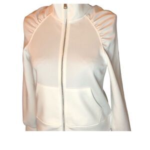 NWT DKNY Women’s White Active Stretch Jacket Zipper Long sleeve Size Large